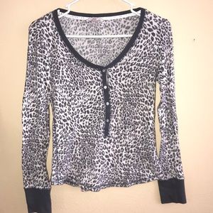 Gray and White Cheetah Print Thermal Pajamas